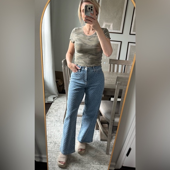 Girly Ruffle Sleeve & Waist Camo Print Women's Crop Top Baby Tee - Picture 4 of 14